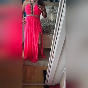La Famme Elegant Pink Evening Gown
